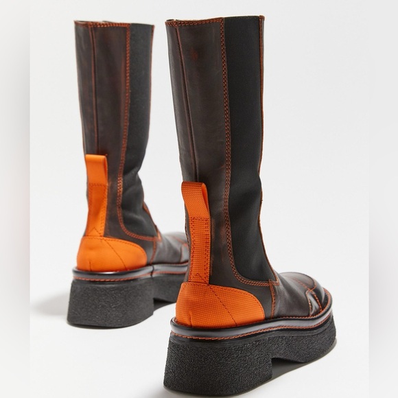 Miista Tall Leather Boots with chunky soles and orange details - Picture 7 of 8